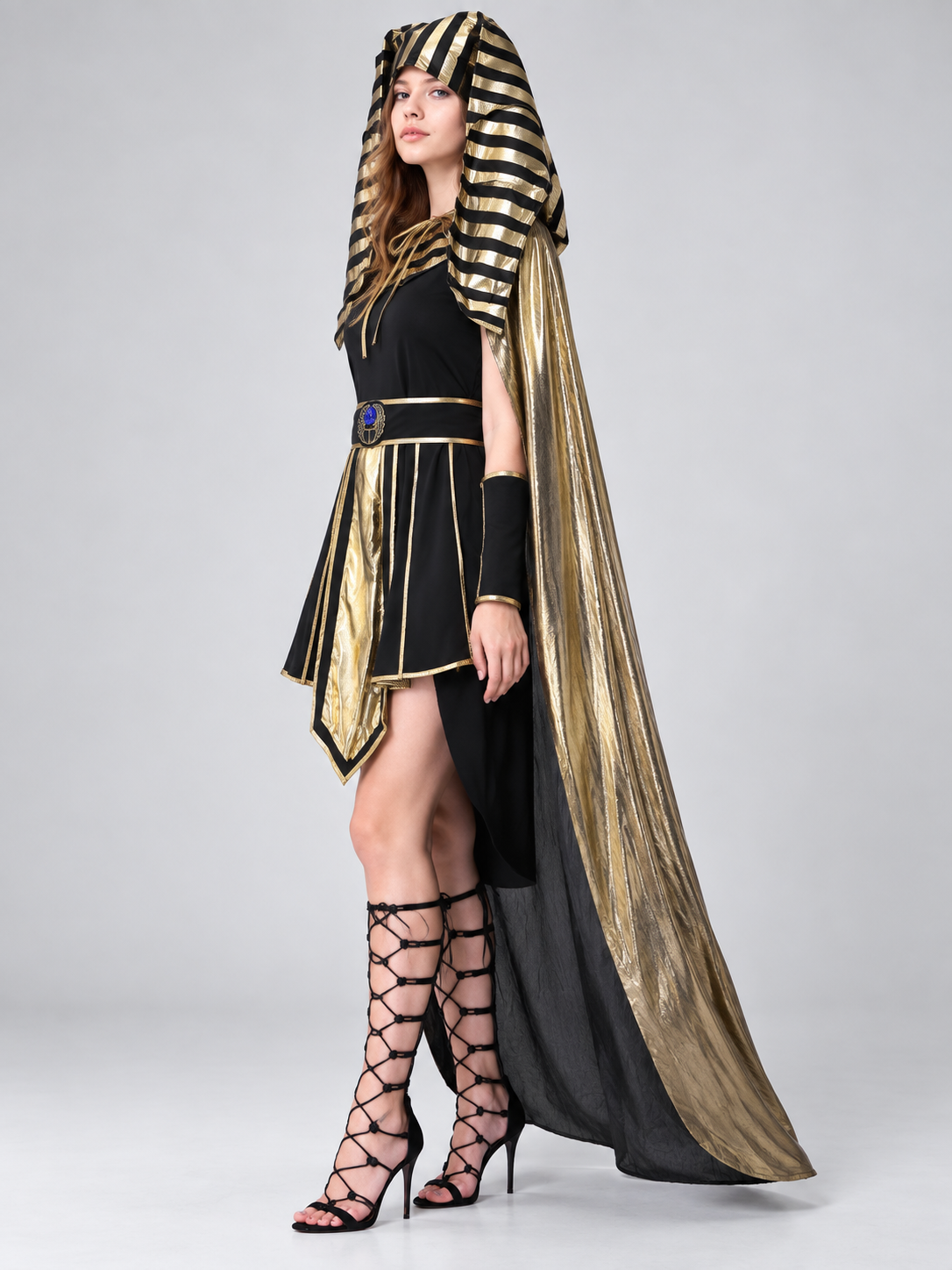 Egyptian-Style Carnival Costume with Cape side view