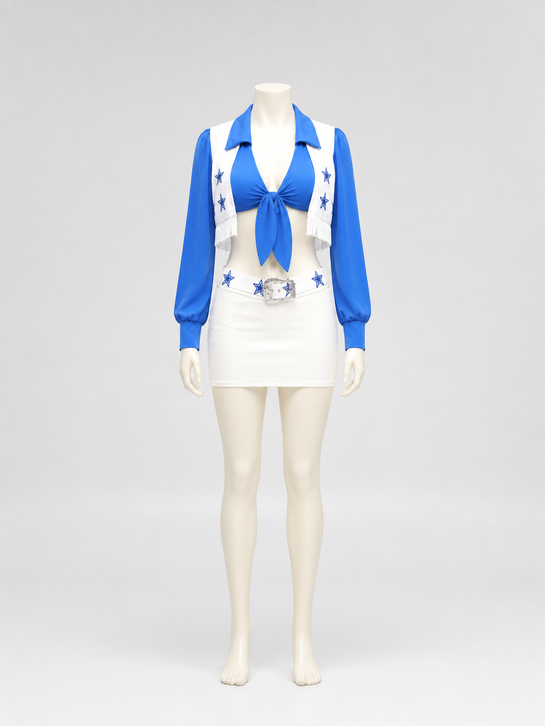 Performance Costume with Fringe and Stars, Blue and White