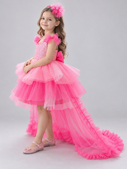Kids' Festive Dress with Sequins and Bows