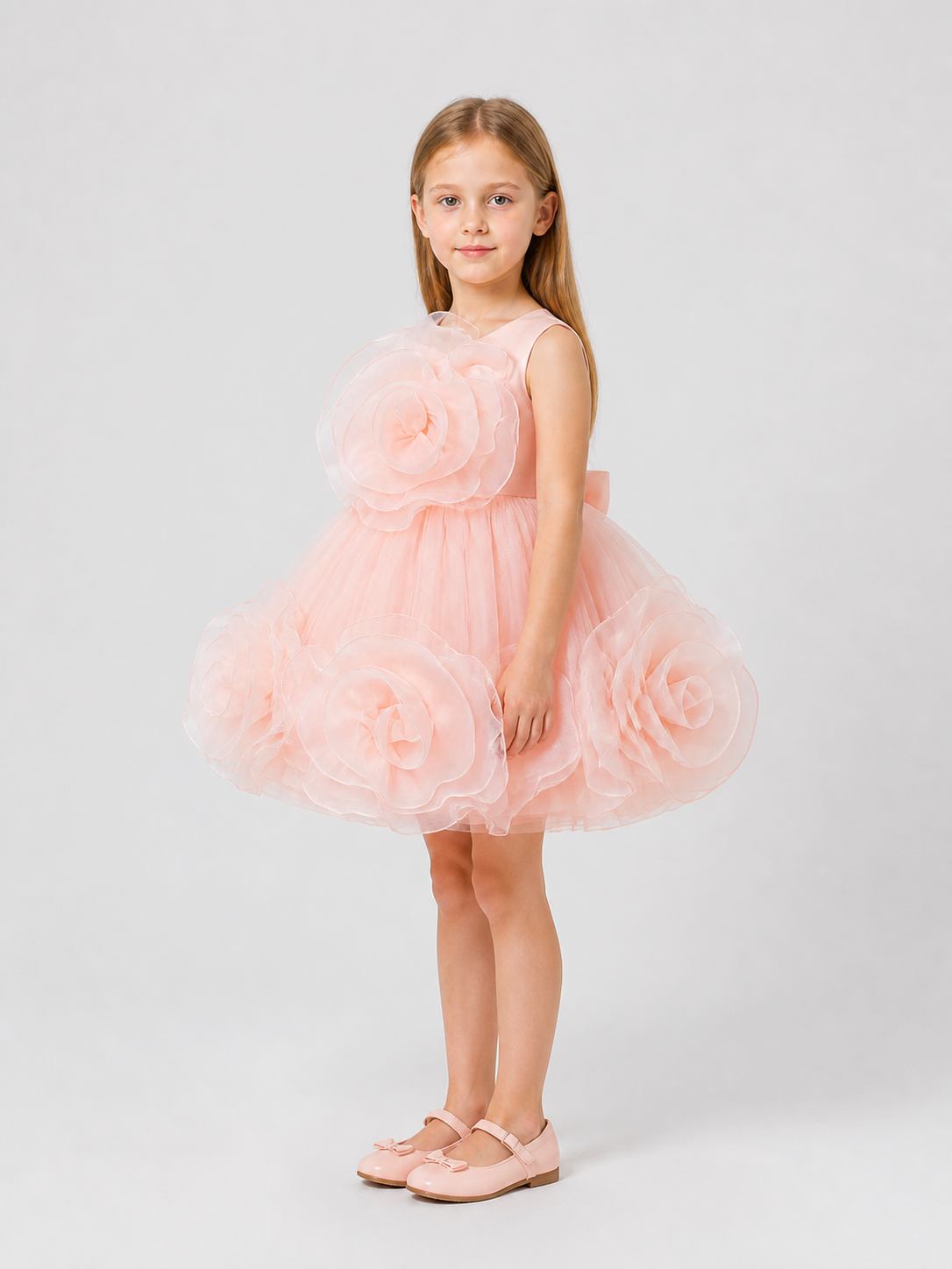 Tutu Dress with 3D Roses for Christening side view