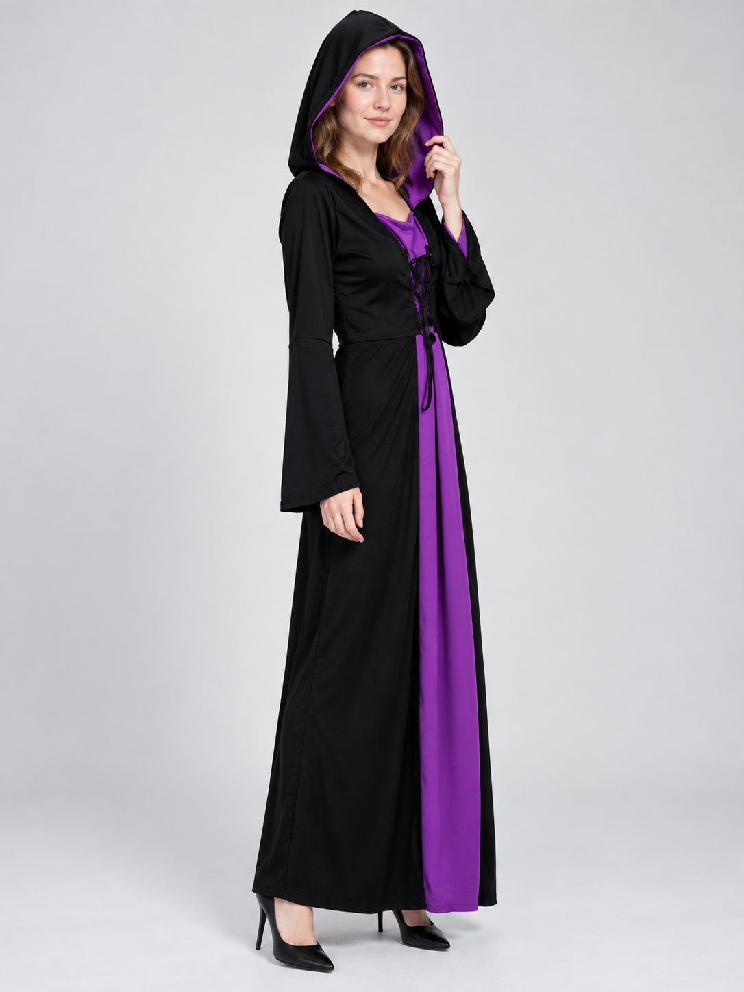 Gothic Witch Carnival Costume: Hooded Dress