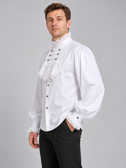 White costume shirt with lace jabot and ruffles