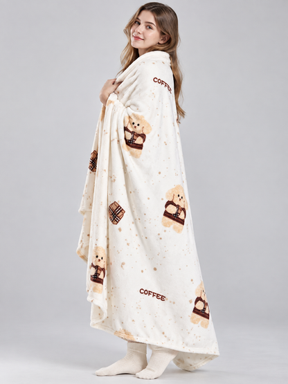 Fleece Blanket with Dog Print and Lettering
