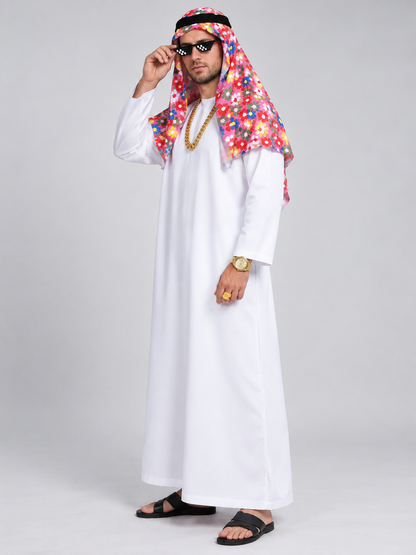 Carnival Costume with Head Scarf and Gold-Tone Accessories