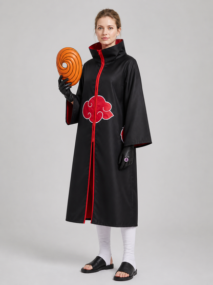 Akatsuki Cosplay Set: Cloak, Mask, Ring, Gloves side view
