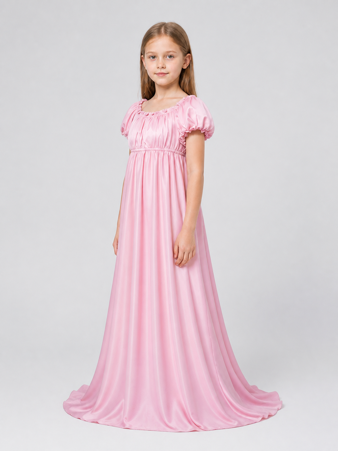 Pink Long Bridgerton Dress for Cosplay side view
