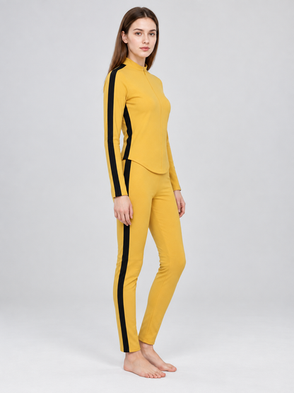 Yellow Fitted Cosplay Costume with Black Stripes side view