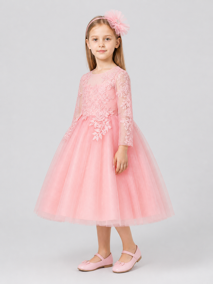 Princess Dress with Sequins, Embroidery, and Headband side view