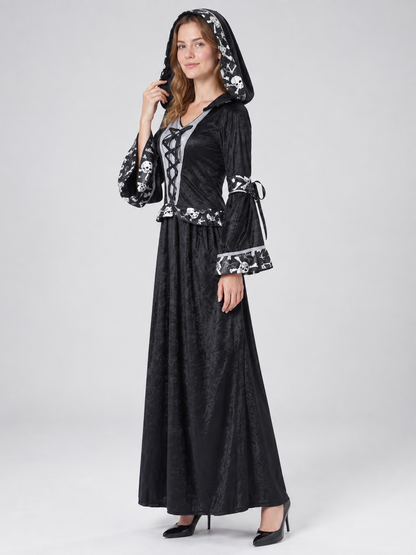 Death Carnival Costume with Hood and Bones