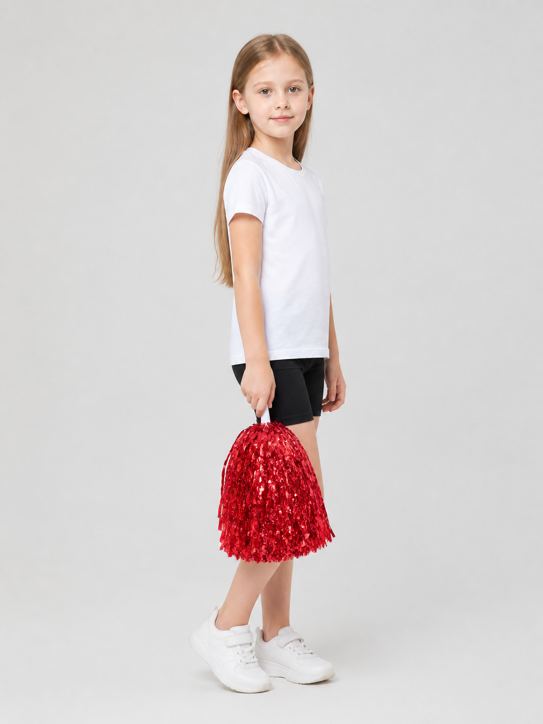 Cheerleading pom-pom with a straight handle, 30 g side view