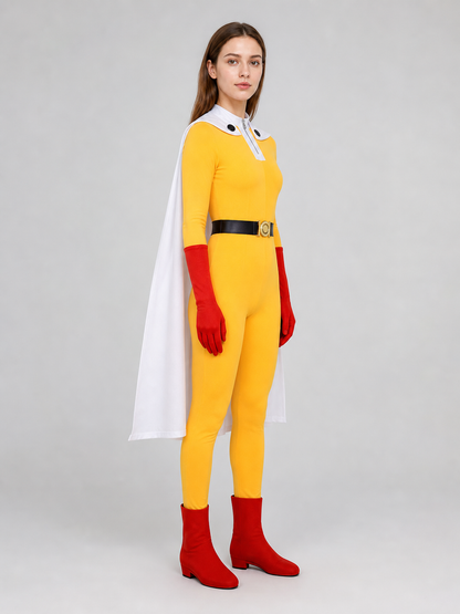Saitama Cosplay Costume from One-Punch Man with Cape