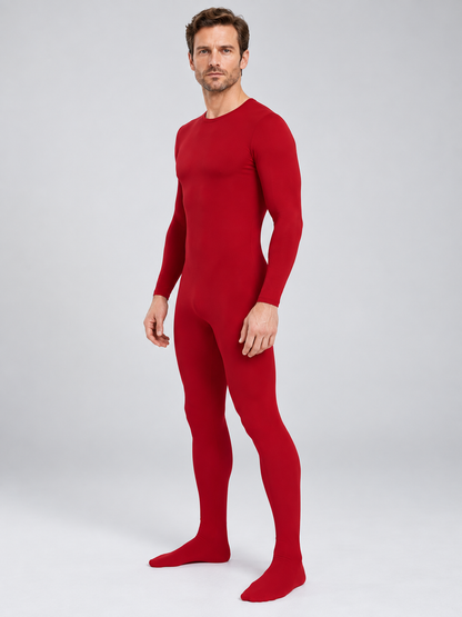 Red form-fitting jumpsuit made of milk silk