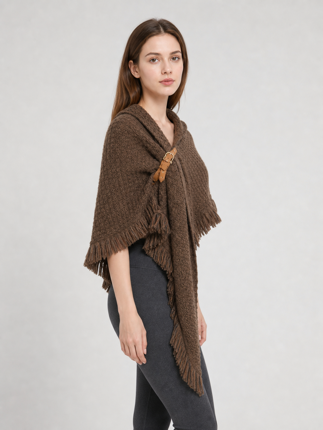 Brown Wool Triangular Shawl