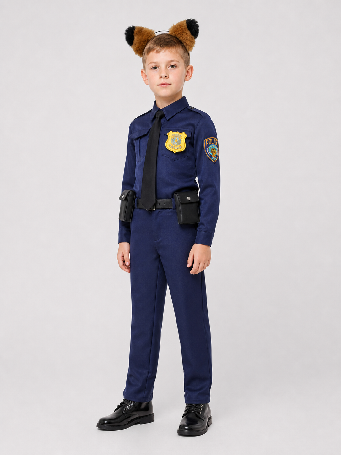 Nick Fox Police Officer Cosplay Costume with Ears and Belt side view