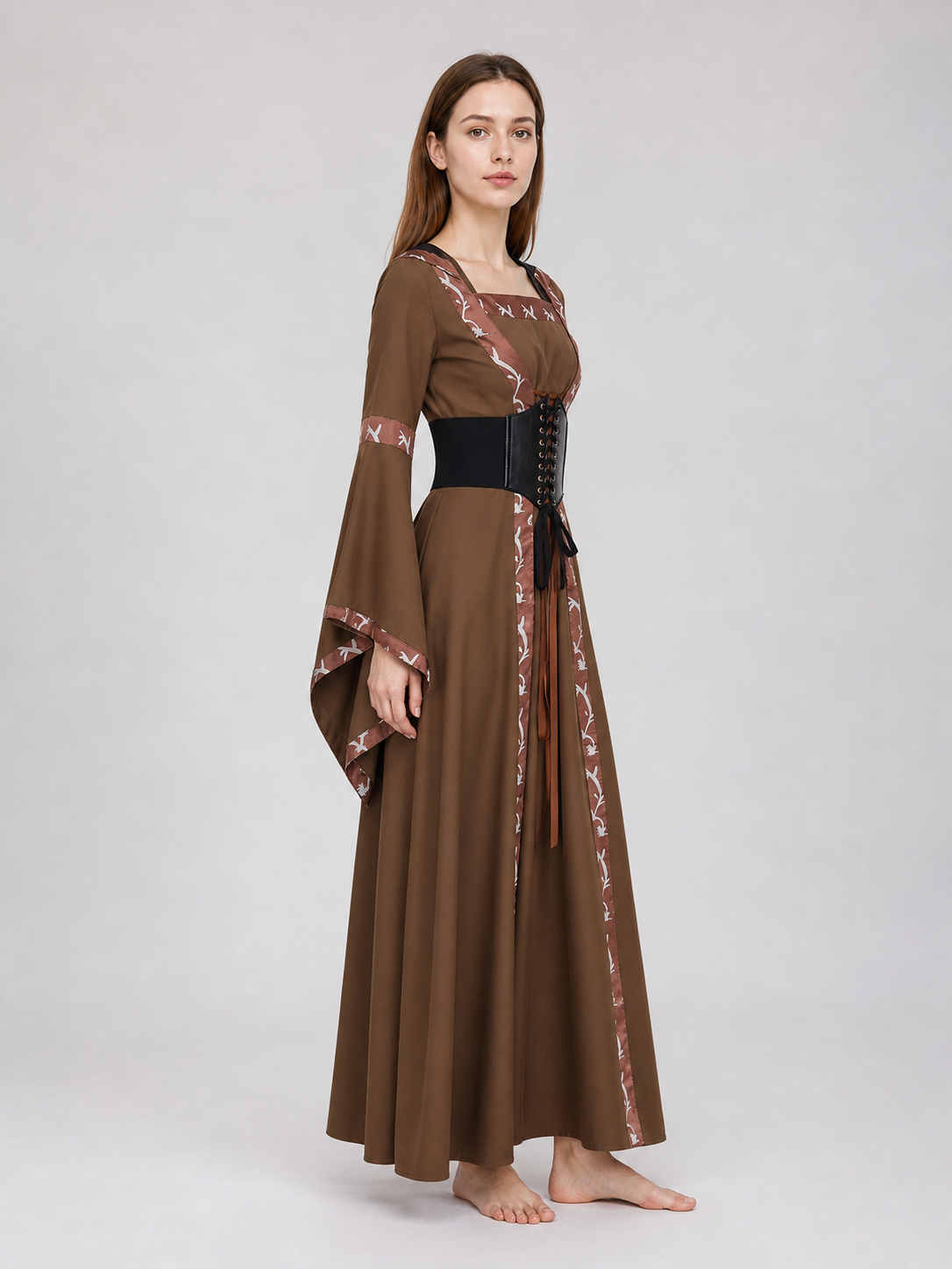 Medieval Hooded Lace-Up Dress