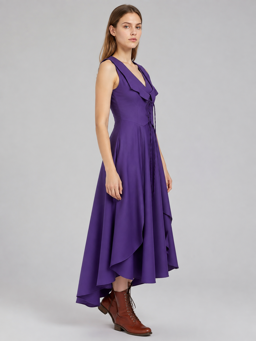 Purple Stage Dress with Lacing side view