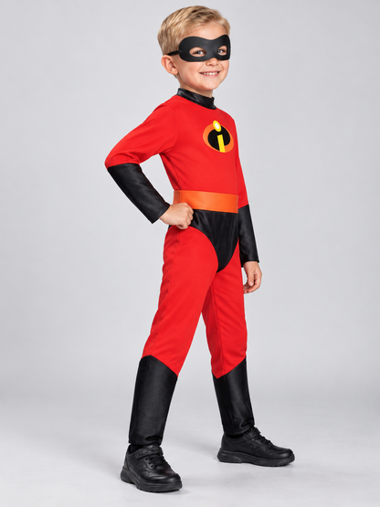 Kids' Superhero Carnival Costume, Red, with Mask