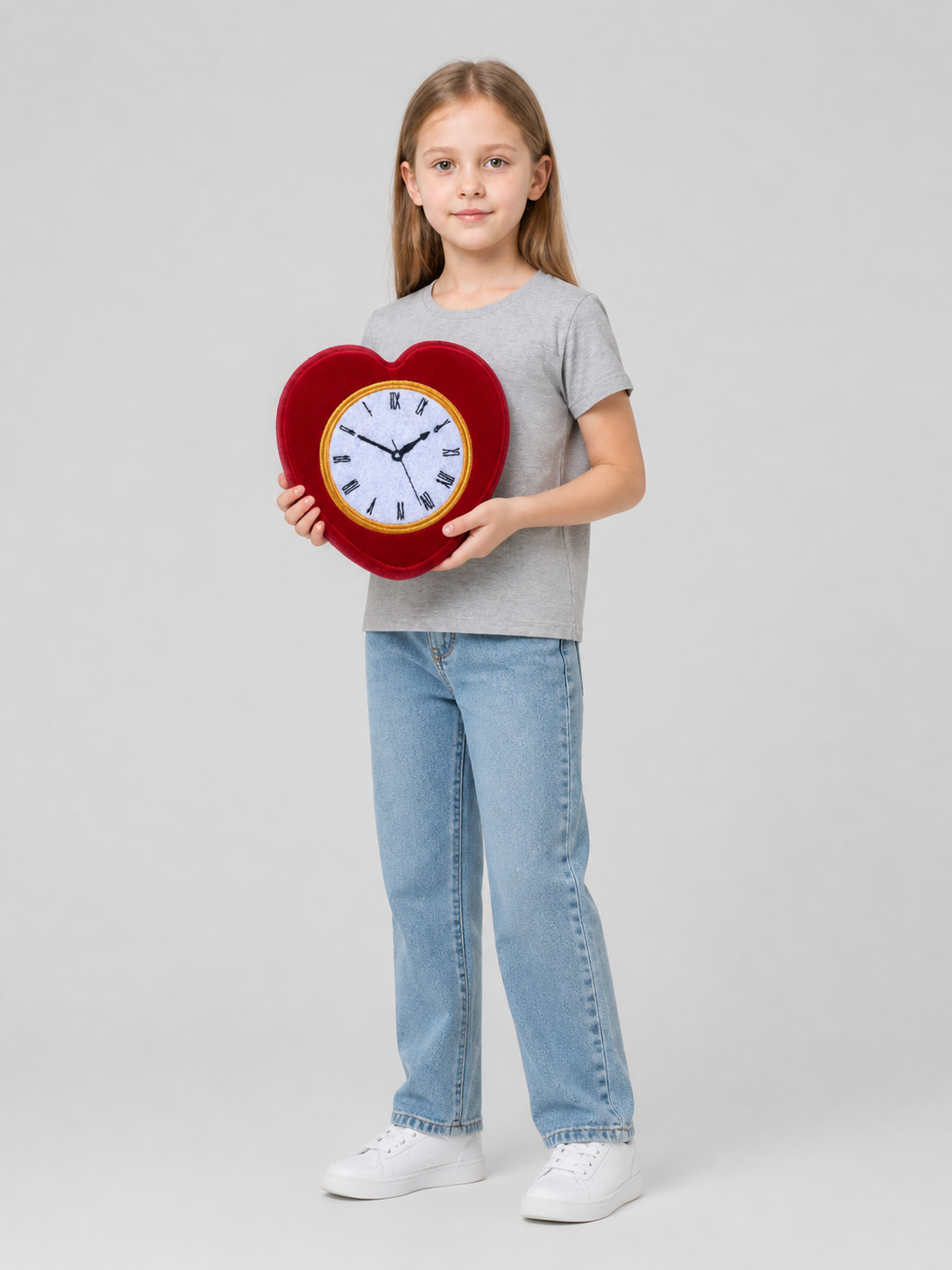 Heart-Shaped Wall Clock with Roman Numerals side view