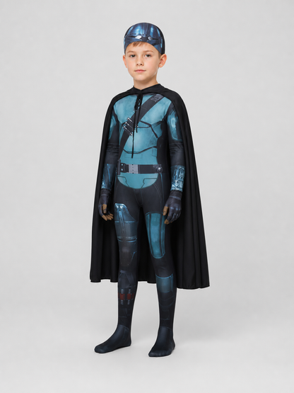 Mandalorian Star Wars Cosplay Costume with Cape and Helmet side view