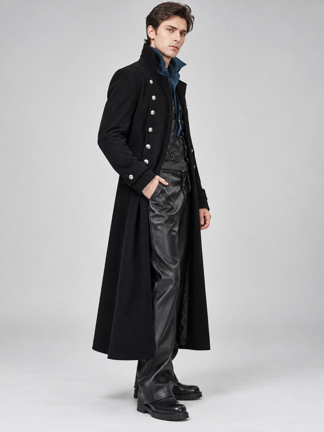 Vampire Costume: Black Tailcoat, High Collar