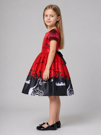 Children's Halloween Costume Dress with Witch Hat side view