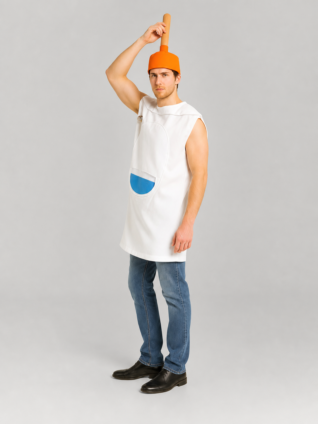 Halloween Toilet Costume with Orange Hat
