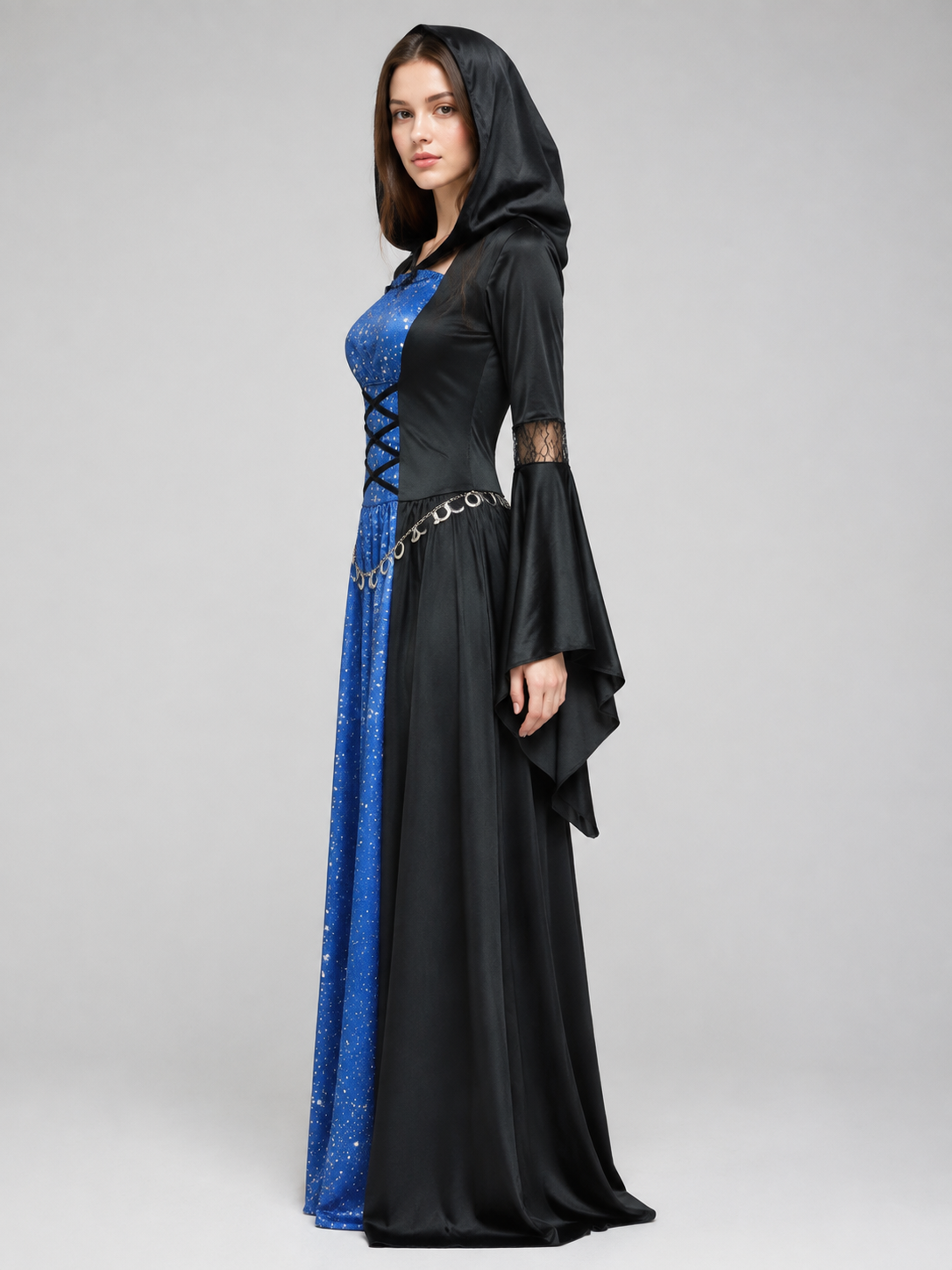 Hooded Lace-Up Carnival Dress side view