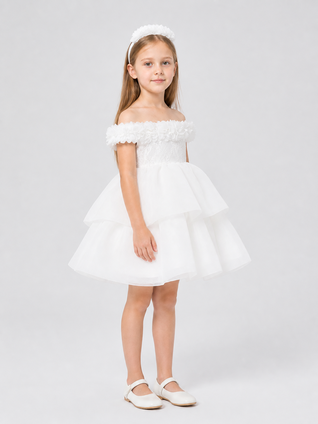 Princess Dress with Lace Bodice and Full Skirt side view