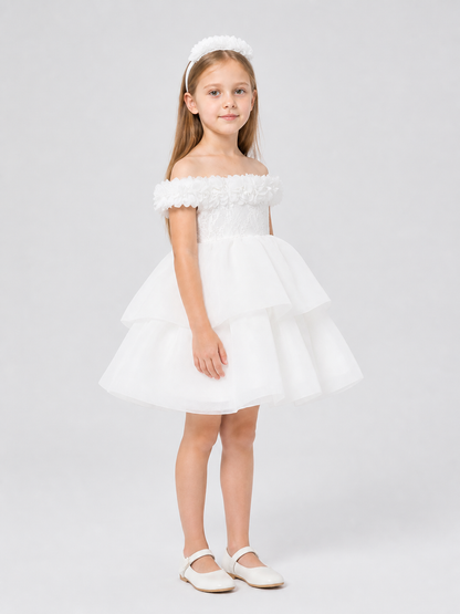 Princess Dress with Lace Bodice and Full Skirt side view