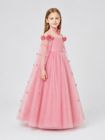 Full-Length Dress with a Layered Tulle Skirt side view