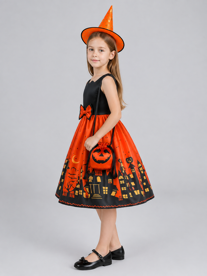 Children’s Halloween Costume Dress with Full Skirt side view