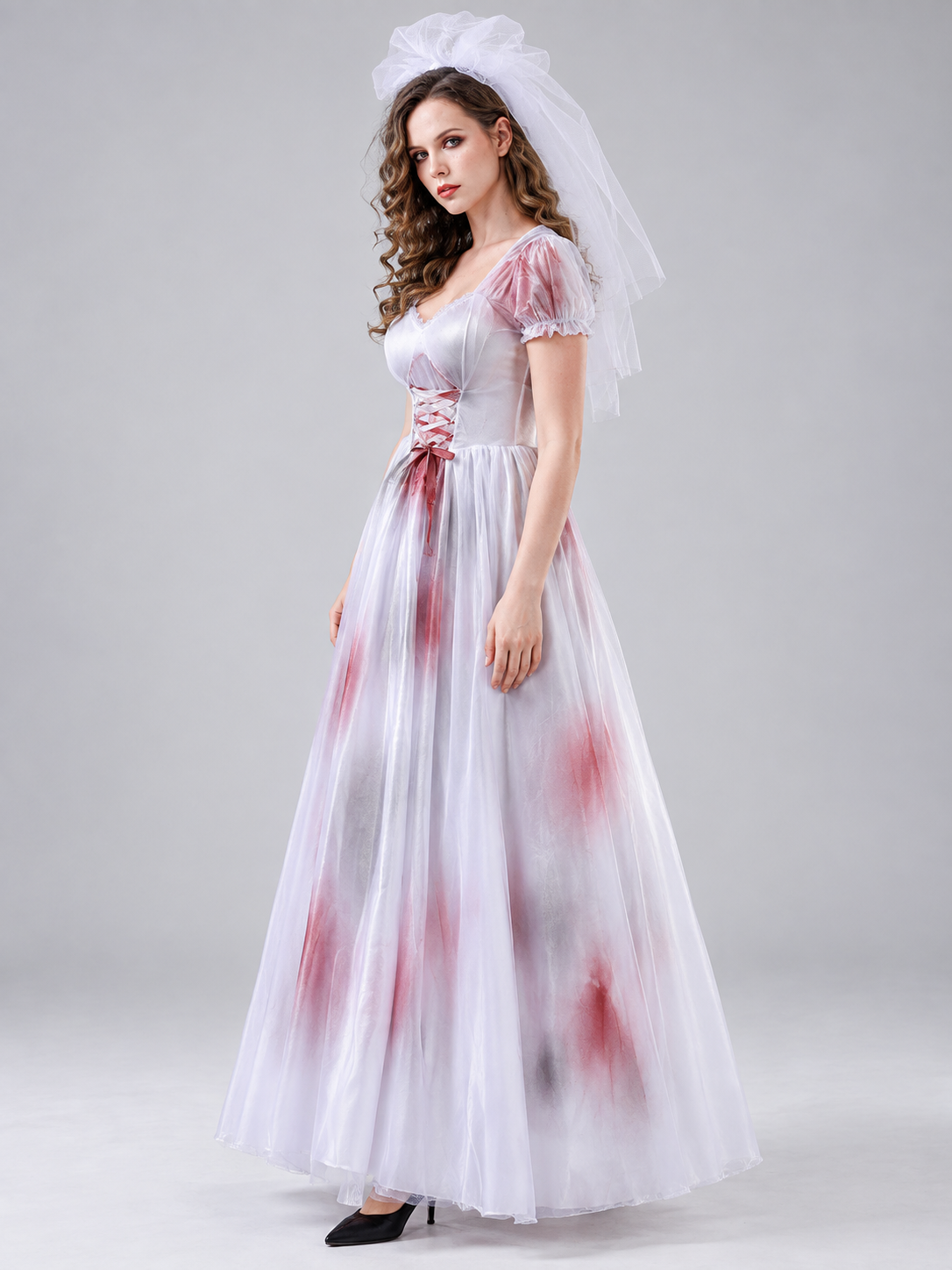 Ghost Bride Halloween Costume with Veil