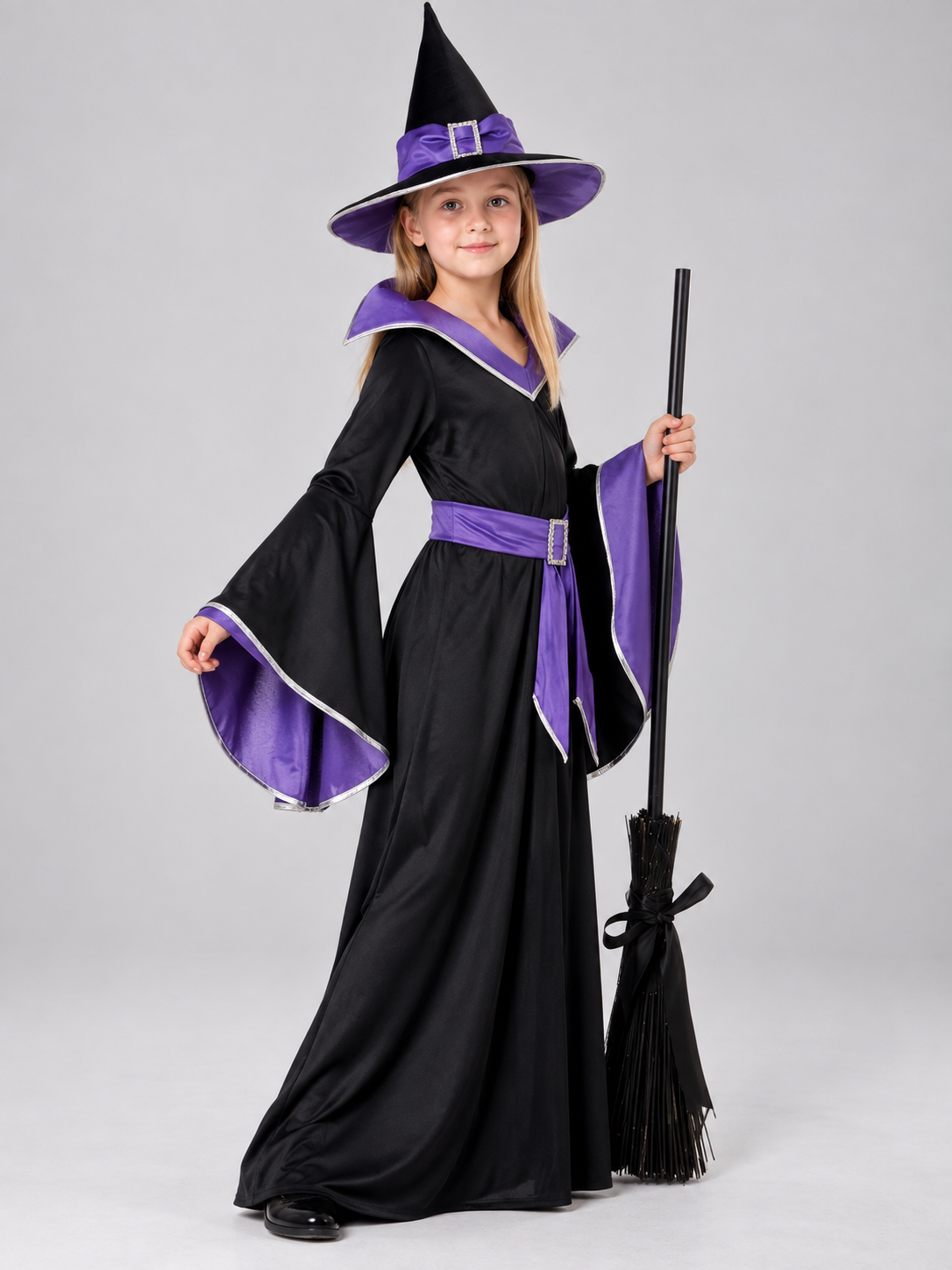 Kids' Witch Costume with Hat and Belt