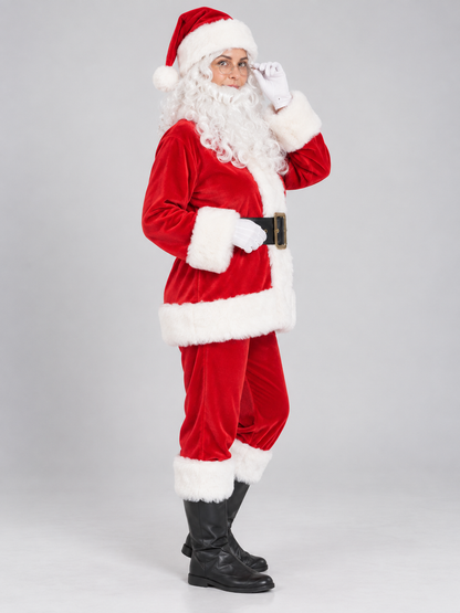 Red Santa Claus Costume with Fur Trim side view