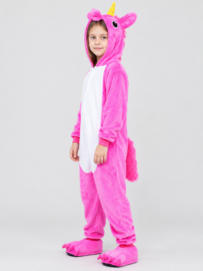 Kids' Unicorn Hooded Pajama Jumpsuit with Tail