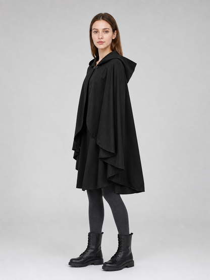 Black Hooded Carnival Cape, Flowing