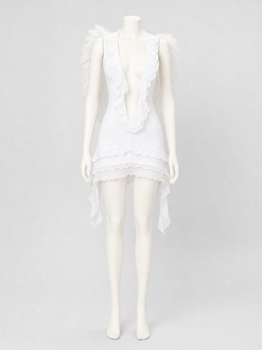 Angel Costume with Wings and Ruffles for Cosplay side view
