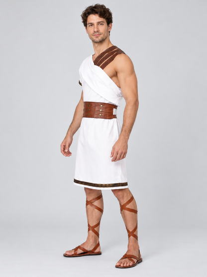 Gladiator Carnival Costume with White Tunic and Belt