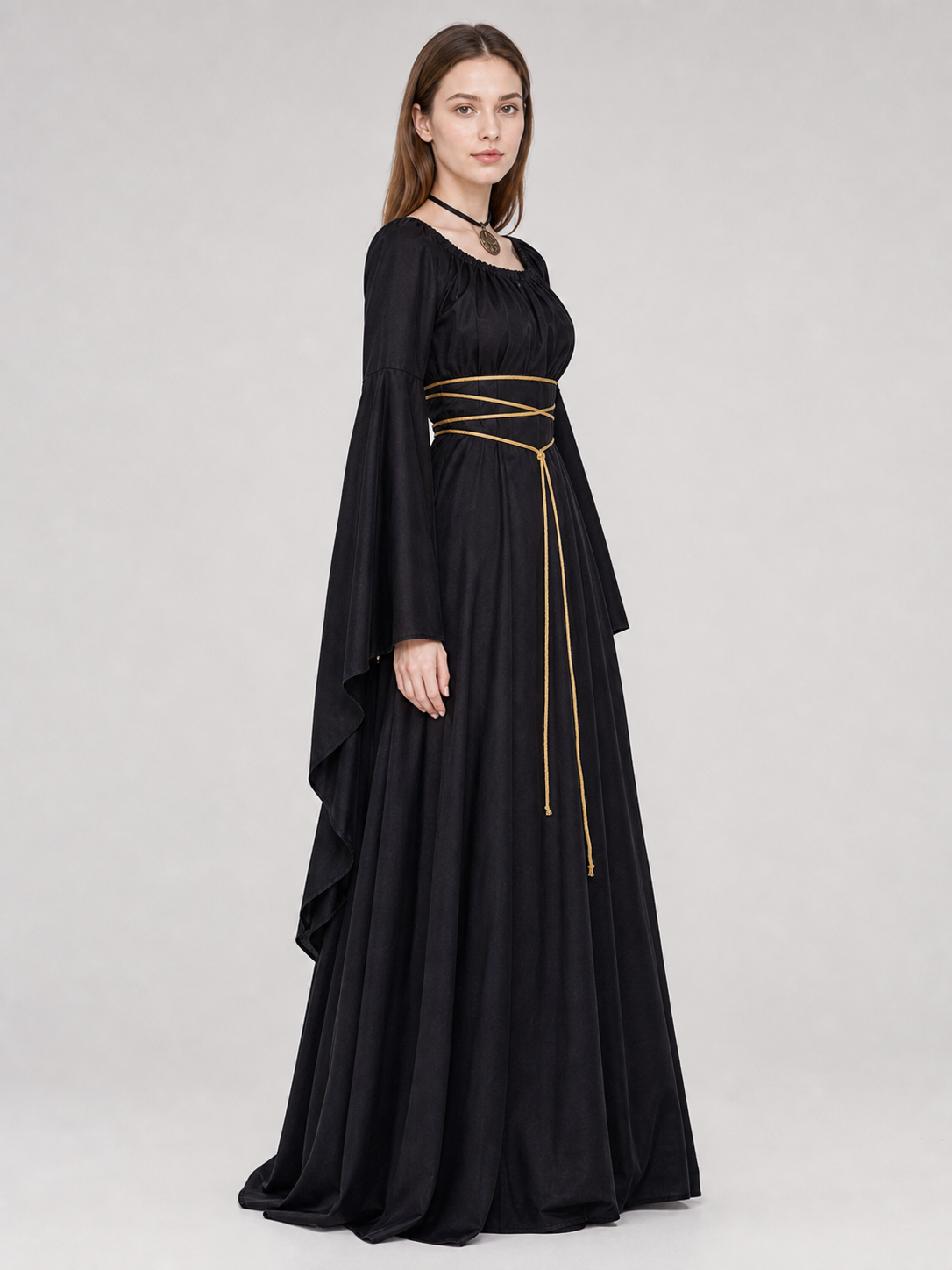 Gothic Maxi Dress with Long Sleeves
