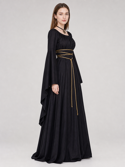 Gothic Maxi Dress with Long Sleeves