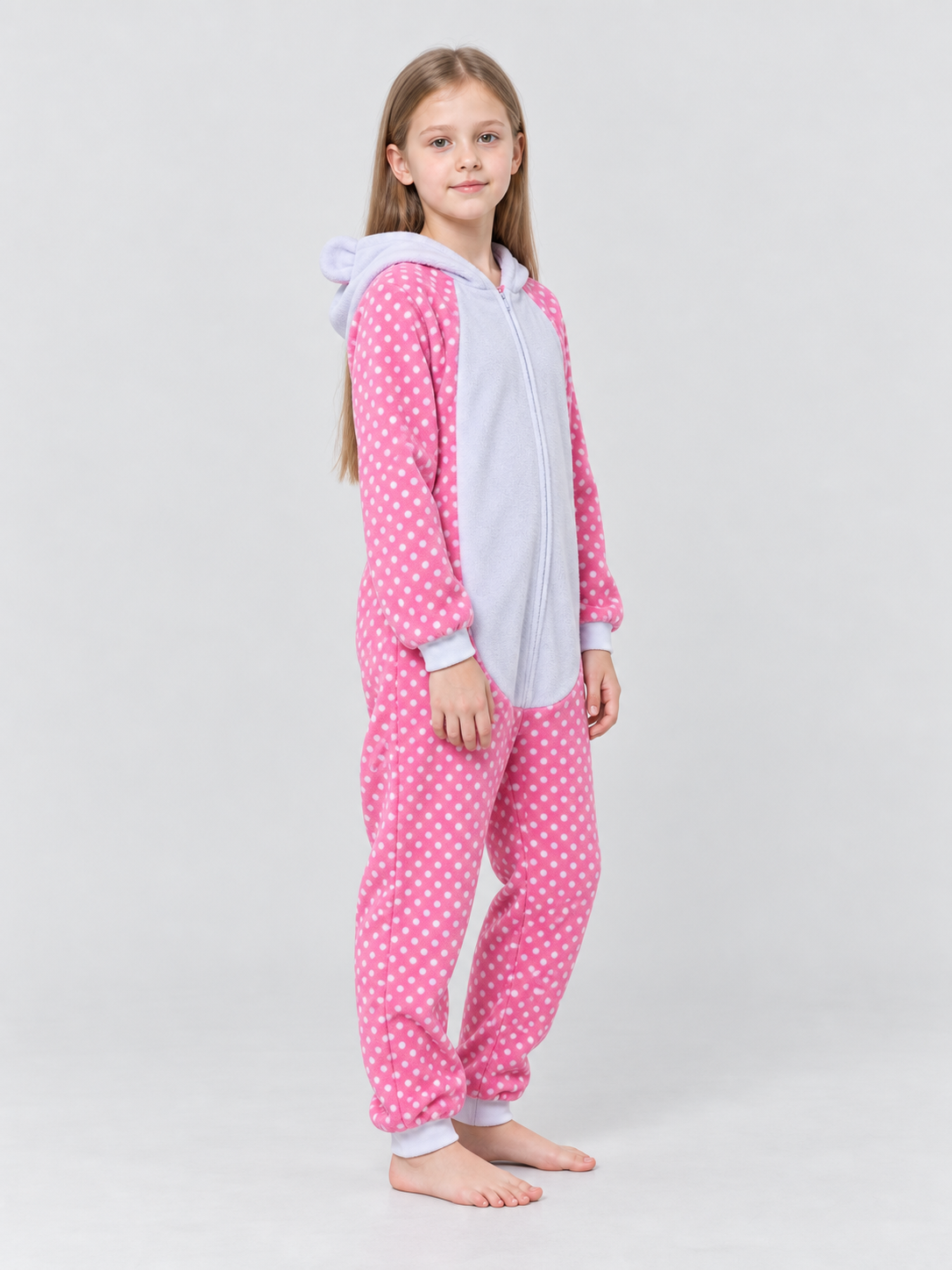 Pink Flannel Hooded Pajama Jumpsuit