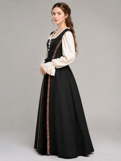 Medieval Retro-Style Lace-Up Dress side view