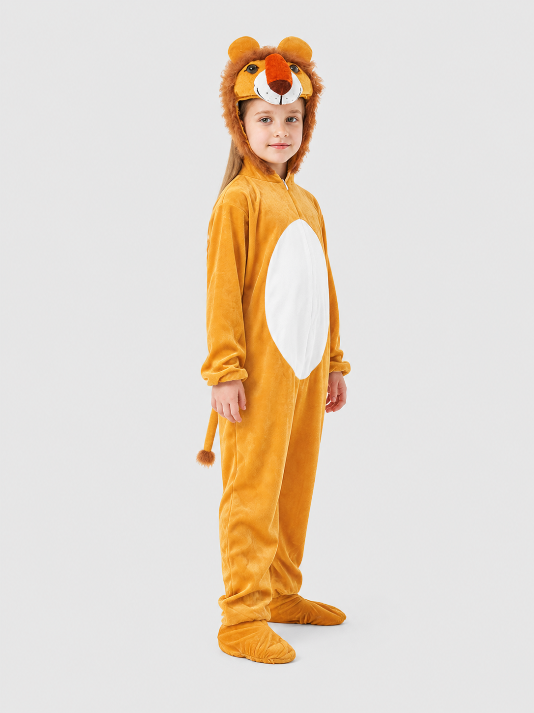 Lion Costume, Orange Hooded Jumpsuit side view