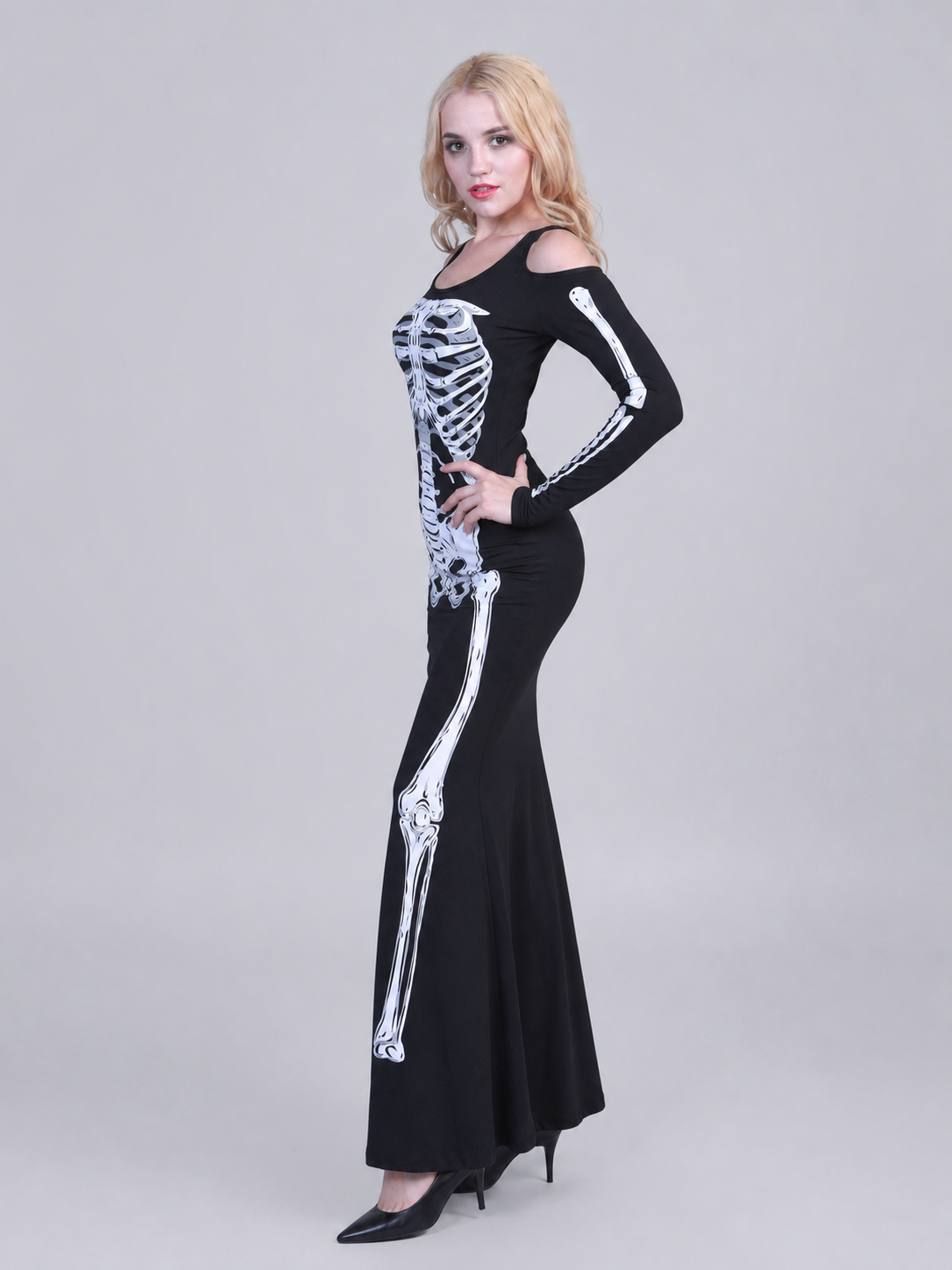 Halloween Skeleton Print Costume Dress