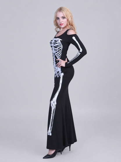 Halloween Skeleton Print Costume Dress