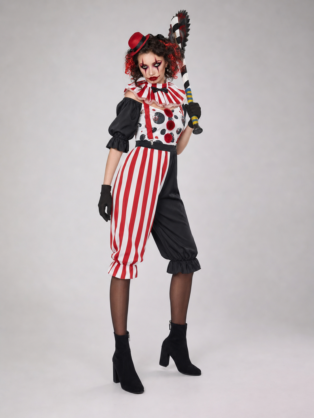 Halloween Clown Costume with Collar and Gloves
