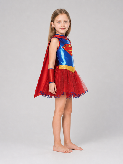 Kids' Superhero Costume Dress with Cape for Cosplay
