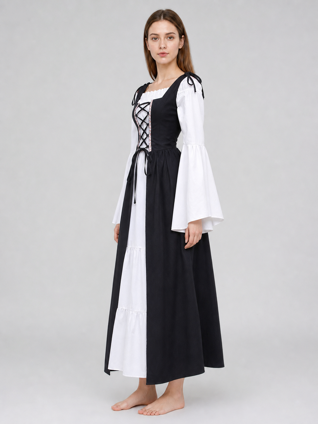 Gothic Medieval Dress with Corset Bodice