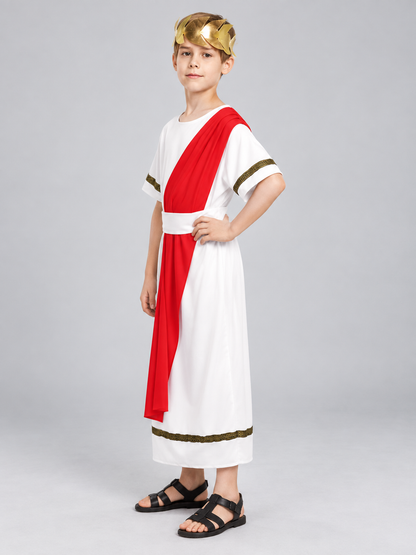 Kids' Roman Gladiator Carnival Costume with Wreath and Belt