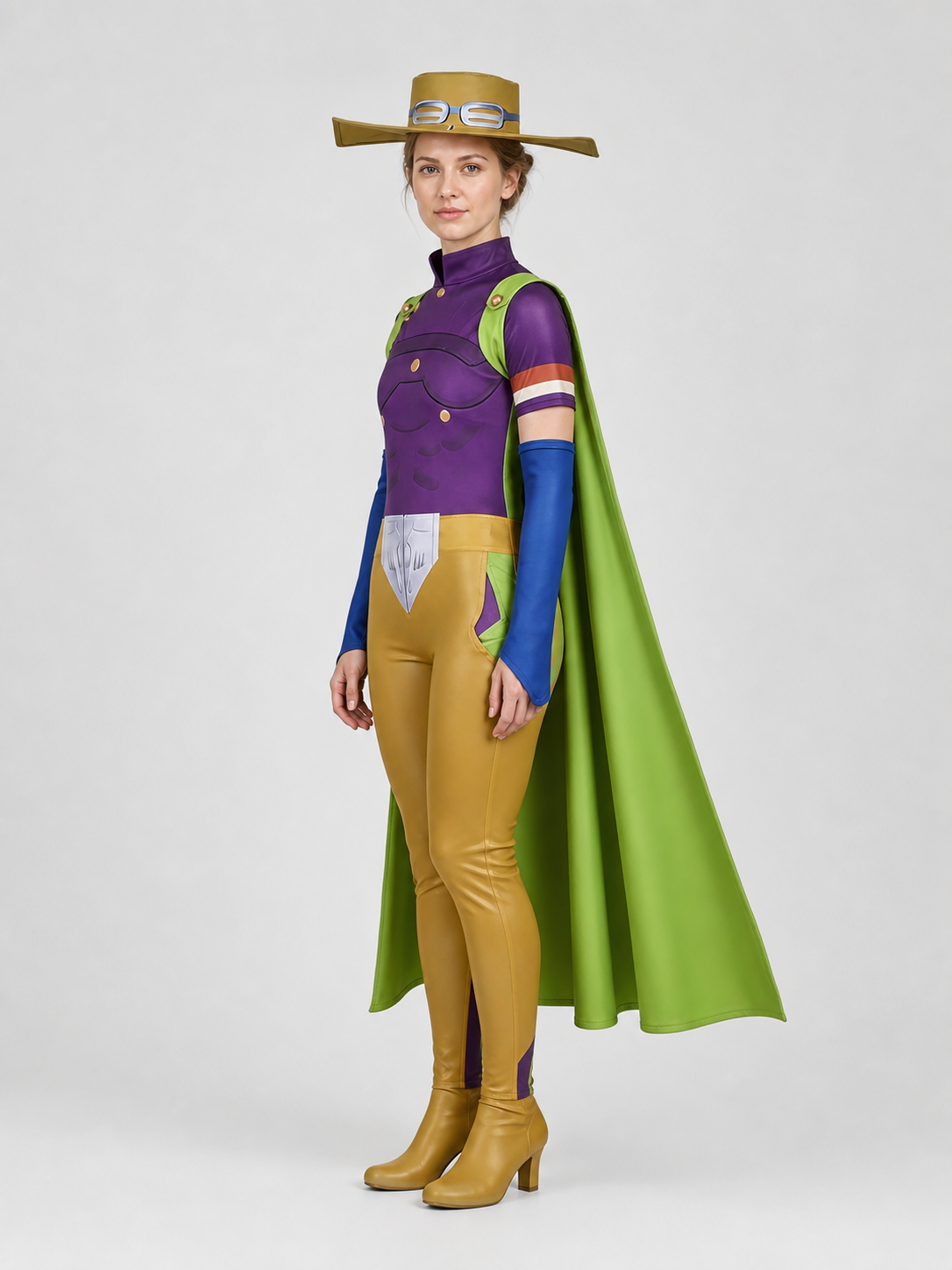 Gyro Zeppeli Cosplay Costume: Jumpsuit, Cape, Hat side view